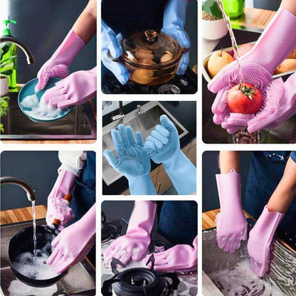 🔥High Quality Imported™ Magic Silicone Cleaning Gloves + Kitchen Cleaning  - Pack of 3