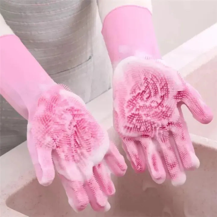 🔥High Quality Imported™ Magic Silicone Cleaning Gloves + Kitchen Cleaning  - Pack of 3