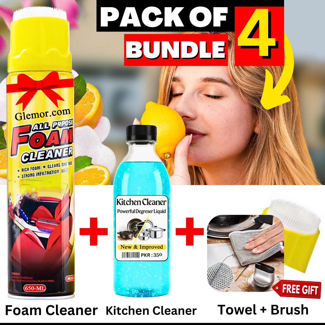 🔥 German™ 🇩🇪  Foam Cleaner 650ML Big size - Bundle Pack of 4 Item (Multi-purpose Furniture, Sofa, Kitchen)