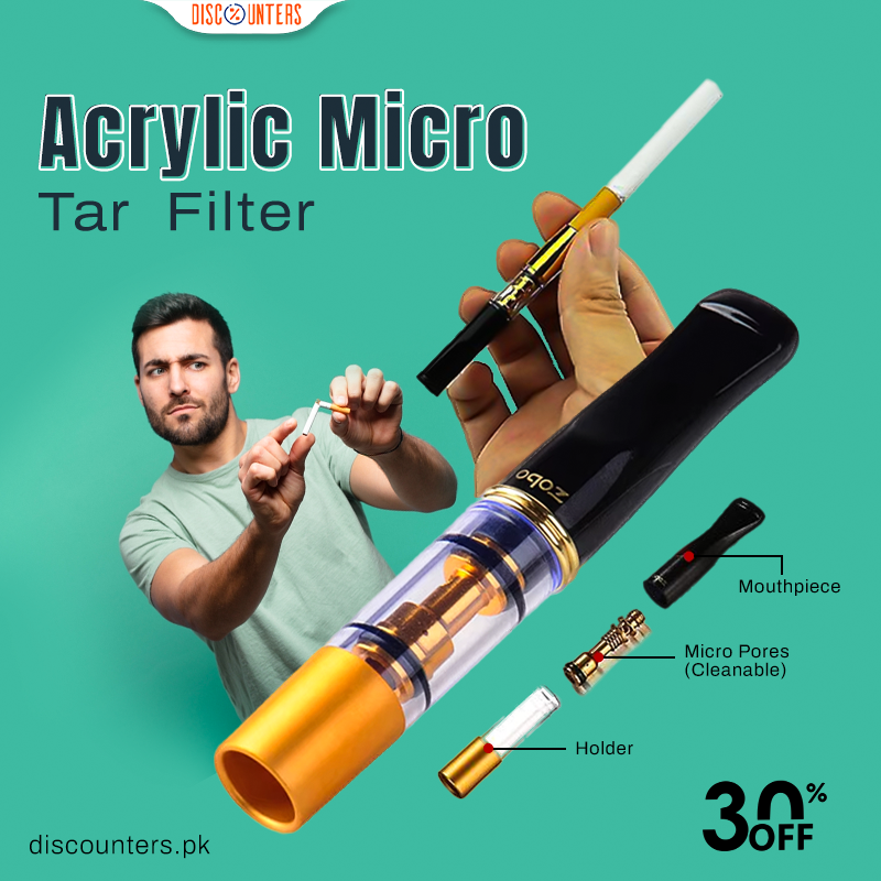 Acrylic Micro Tar Filter for Smokers (Pack of 5)