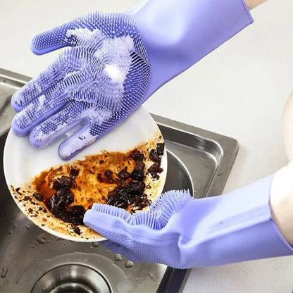 🔥High Quality Imported™ Magic Silicone Cleaning Gloves  - Pack of 3