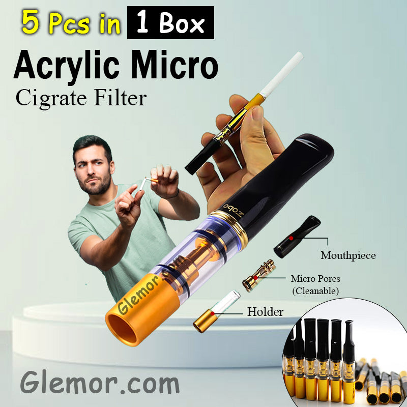 Acrylic Micro Tar Filter for Smokers (Pack of 5)