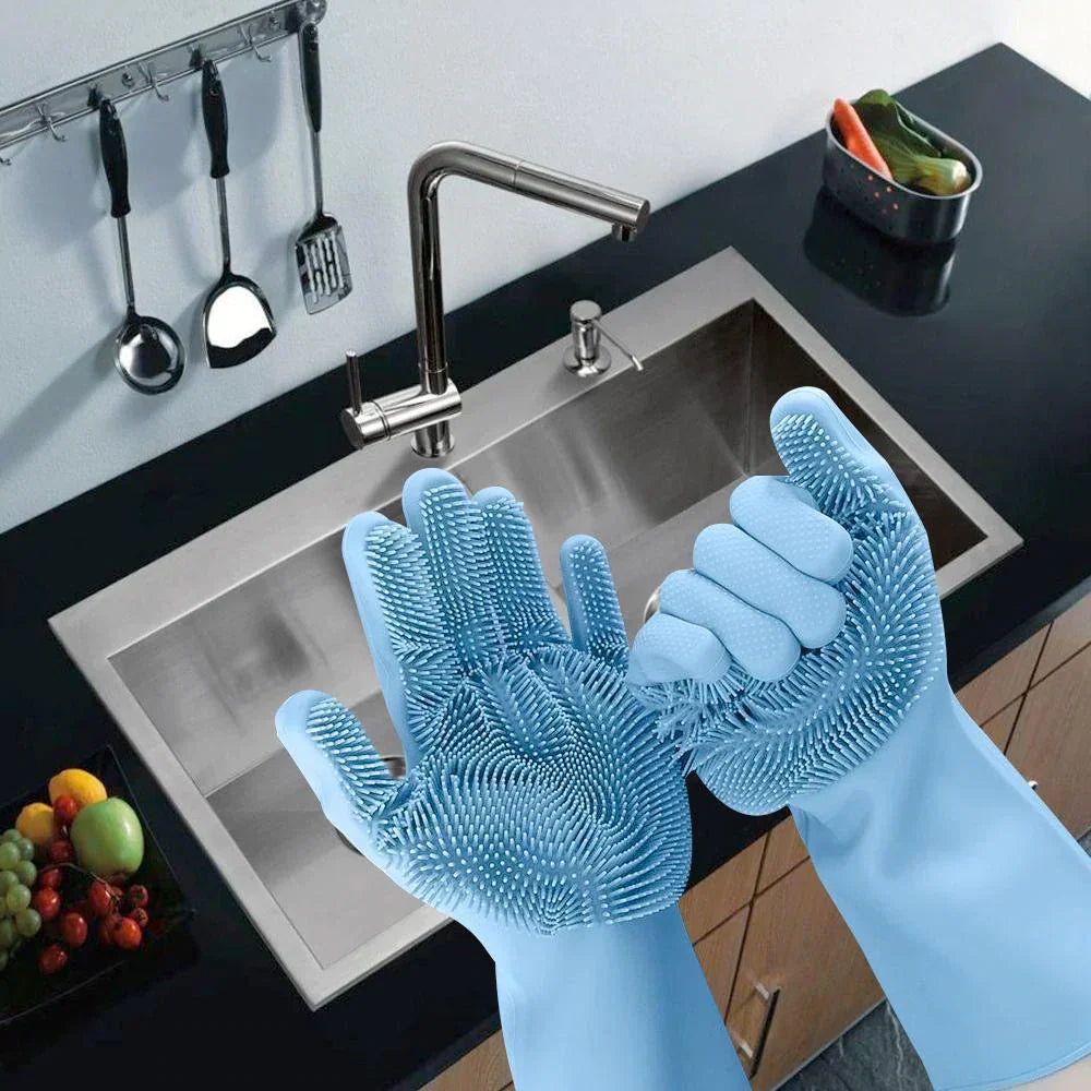 🔥High Quality Imported™ Magic Silicone Cleaning Gloves + Kitchen Cleaning  - Pack of 3